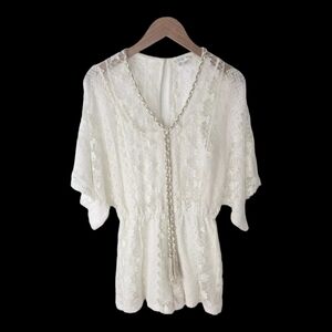 Venus Lace Romper White Womens SMALL Hippie Boho Whimsical Fairycore Cottagecore